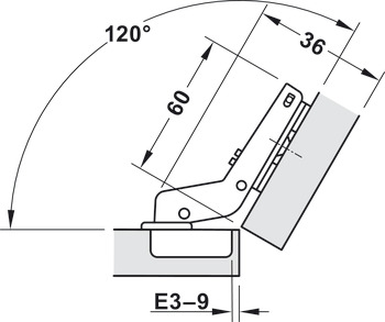 Bisagra de cazoleta, Häfele Metalla 510 SM 94°, para aplicación angular de 30°, semisolapado