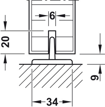Herraje para puerta corredera, Häfele Slido D-Line12 50E, juego con perfil de deslizamiento