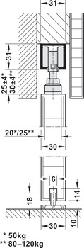 Herraje para puertas correderas, 50A / 80A / 120A