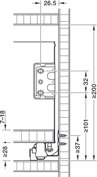 Sistema de guías para laterales de cajón, Häfele Matrix Box Single