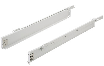 Sistema de guías para laterales de cajón de pared sencilla, Häfele Matrix Box single A25, extracción parcial, altura 54 mm, blanco puro, RAL 9010