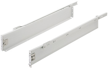 Sistema de guías para laterales de cajón de pared sencilla, Häfele Matrix Box single A25, extracción parcial, altura 86 mm, blanco puro, RAL 9010
