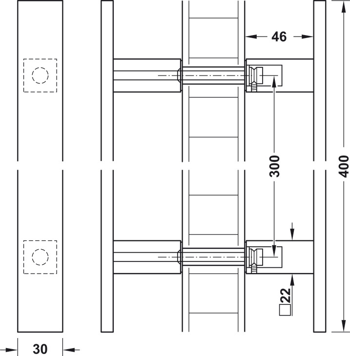 Herraje para puerta corredera, Slido Design 80-M, juego con carril