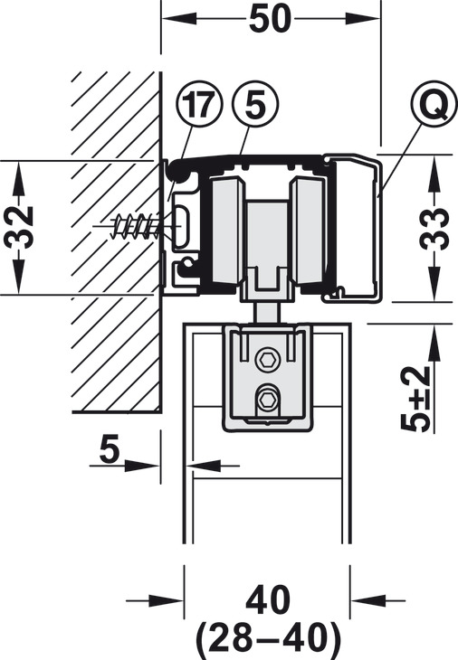 Juego Completo para puertas correderas de acero de carbono 1830 mm, 2000 mm Haeusler-Shop,   Herraje para corredera Sistema 